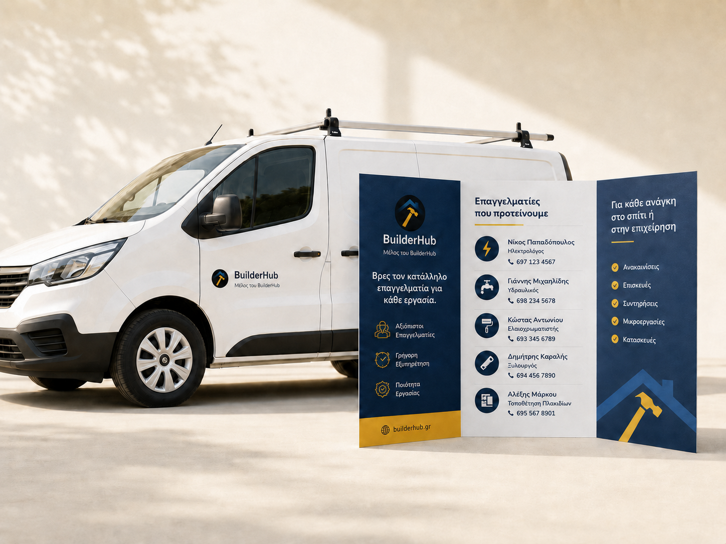BuilderHub van and brochure promoting professionals